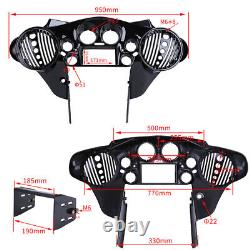 Double DIN Inner Fairing 8 Speaker Covers for Harley Street Electra Glide 98-13