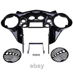 Double DIN Inner Fairing 8 Speaker Covers for Harley Street Electra Glide 98-13