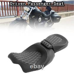 Driver Passenger Seat Black Motor Waterproof Fit For Harley Touring Road King