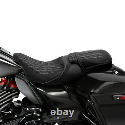 Driver Passenger Seat Black Motor Waterproof Fit For Harley Touring Road King