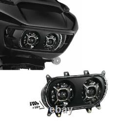 Dual Double LED Headlight Projector Fit For Harley Touring Road Glide 2015-2023