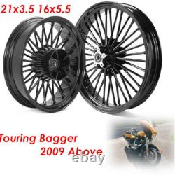 Fat Spoke Wheels Rims 21X3.5 16X5.5 for Harley Touring Road Glide FLTRU 09-24