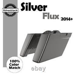 Fits 2014+ Harley Touring SILVER FLUX No Cutout Advanblack Stretched Saddlebag