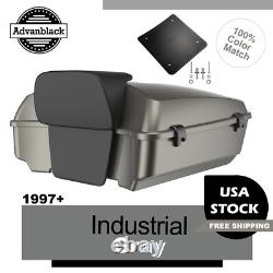 Fits 97+ Harley Touring/Softail INDUSTRIAL GRAY Rushmore Chopped Tour Pack Pak