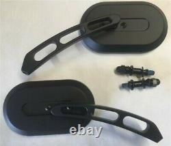 Flat Black Billet Oval Mirrors for Harley Sportster Softail Dyna Touring Chopper