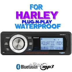 For 1998-2013 Harley Davidson Touring Waterproof Bluetooth Mp3 Aux Radio Stereo
