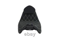 For Harley Odyssey Touring Seat with Backrest Black Diamond Suede Green Stitching