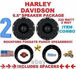 For Harley Touring Rockford Speaker Package & Adapter Install Kit Stereo Radio