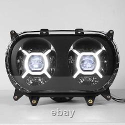 Front LED Dual Double Headlight Lamp Fit For Harley Touring Road Glide 2015-2023