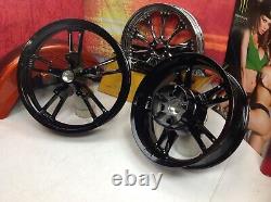 Genuine 09-20 Harley Touring Enforcer Wheels Rims 19 Front & 16 Rear Black