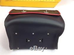 Genuine Leather Harley Heritage Springer Deluxe Luggage Tour Pack Bag Red Trim