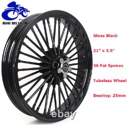 Gloss Black 21''x3.5 Fat Spoke Front Wheel for Harley Softail Sportster Touring