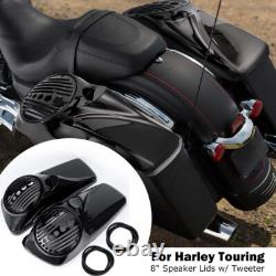 Gloss Black 8 inch Speaker Lids With Tweeter For Harley Touring 2014-2025 Models