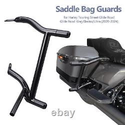 Gloss Black Saddlebag Guards Crash Bar For Harley Touring Street Glide 2009-2024