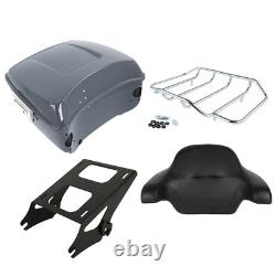 Gunship Gray King Trunk Mount Rack Pad Fit For Harley Touring 2014-Up