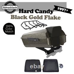Hard Candy Black Gold Flake Chopped Tour Pack Backrest Pad For 1997+ Harley