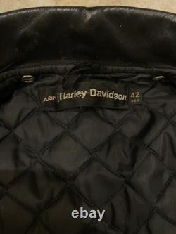 Harley Davidson Jacket Mens 42 Regular Black Leather AMF Cycle Champ Vintage