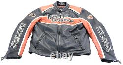 Harley davidson mens jacket XL Tall XLT black leather Classic Cruiser armor bar