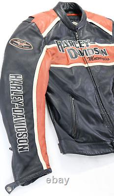 Harley davidson mens jacket XL Tall XLT black leather Classic Cruiser armor bar