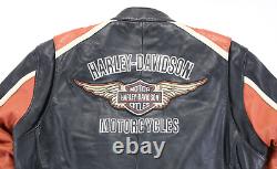 Harley davidson mens jacket XL Tall XLT black leather Classic Cruiser armor bar