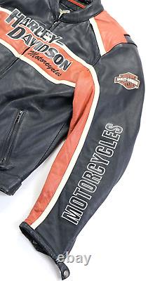 Harley davidson mens jacket XL Tall XLT black leather Classic Cruiser armor bar