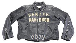 Harley davidson mens jacket XL black leather 100th Anniversary 1903-2003 bar zip