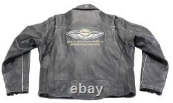 Harley davidson mens jacket XL black leather 100th Anniversary 1903-2003 bar zip