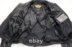 Harley davidson mens jacket XL black leather 100th Anniversary 1903-2003 bar zip
