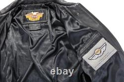 Harley davidson mens jacket XL black leather 100th Anniversary 1903-2003 bar zip
