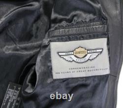 Harley davidson mens jacket XL black leather 100th Anniversary 1903-2003 bar zip