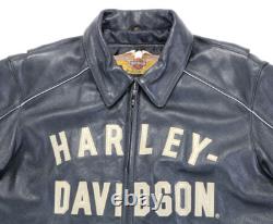 Harley davidson mens jacket XL black leather 100th Anniversary 1903-2003 bar zip