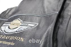 Harley davidson mens jacket XL black leather 100th Anniversary 1903-2003 bar zip