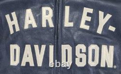 Harley davidson mens jacket XL black leather 100th Anniversary 1903-2003 bar zip