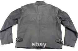 Harley davidson mens jacket vest L black leather nylon pockets convertible bar