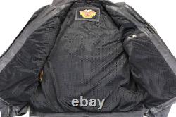 Harley davidson mens jacket vest L black leather nylon pockets convertible bar