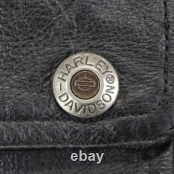 Harley davidson mens jacket vest L black leather nylon pockets convertible bar
