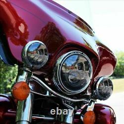Hogworkz Black 7 LED Harley Touring Headlight Auxiliary Passing Lights Daymaker