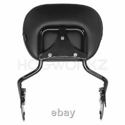 Hogworkz Black Detachable Shorty Sissy Bar Backrest Harley Touring'09-'19