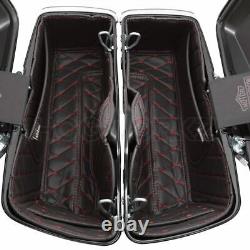 Hogworkz Standard Saddlebag Liners Black with Red Stitching Harley Touring 14-Up