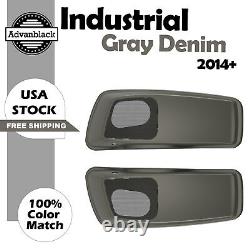 Industrial Gray Denim 6x9 Saddlebag Speaker Lids Audio Cover Fits for Harley 14+