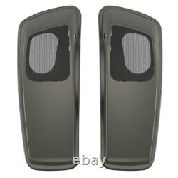 Industrial Gray Denim 6x9 Saddlebag Speaker Lids Audio Cover Fits for Harley 14+