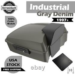 Industrial Gray Denim Rushmore Chopped Tour Pack Fits Harley Touring/Softail