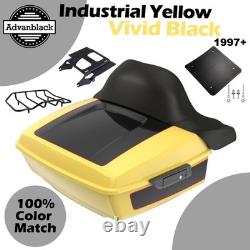 Industrial YellowithVivid Black King Tour Pack Black Hinges Latch Fits 97+ Harley