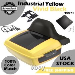 Industrial YellowithVivid Black King Tour Pack Black Hinges Latch Fits 97+ Harley