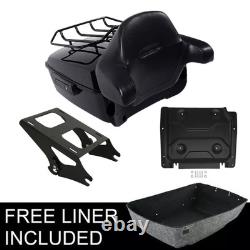 King Pack Trunk Backrest Rack & Plate Fit For Harley Tour Pak Road King 14-25 24