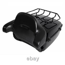 King Pack Trunk Backrest Rack & Plate Fit For Harley Tour Pak Road King 14-25 24