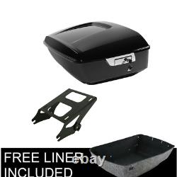 King Pack Trunk withBlack Mount Rack Fit For Harley Tour Pak Road King Glide 14-22