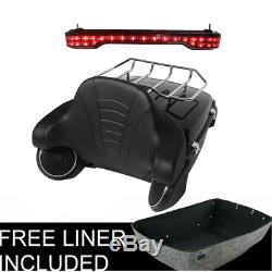 King Tour Pak Trunk Backrest Tail Light WithSpeakers For Harley Touring FLHR 14-19