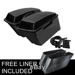 Left Right Vivid Black ABS Saddle Bags Saddlebags Fit For Harley Touring Models