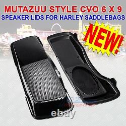 MUTAZUU STYLE CVO 6x9 SPEAKER LIDS BLACK FOR HARLEY TOURING SADDLEBAG 1998-2013